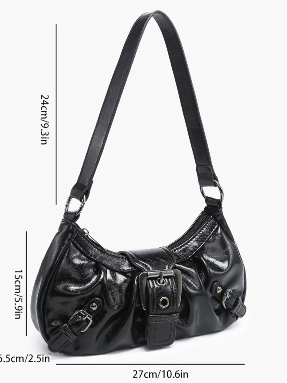 Shoulder Bag for Women Top Handle Handbag Purse Y2K Hobo Clutch Small Punk Purse - Picture 7 of 7